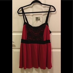 Torrid red & black tank babydoll, size 3.
